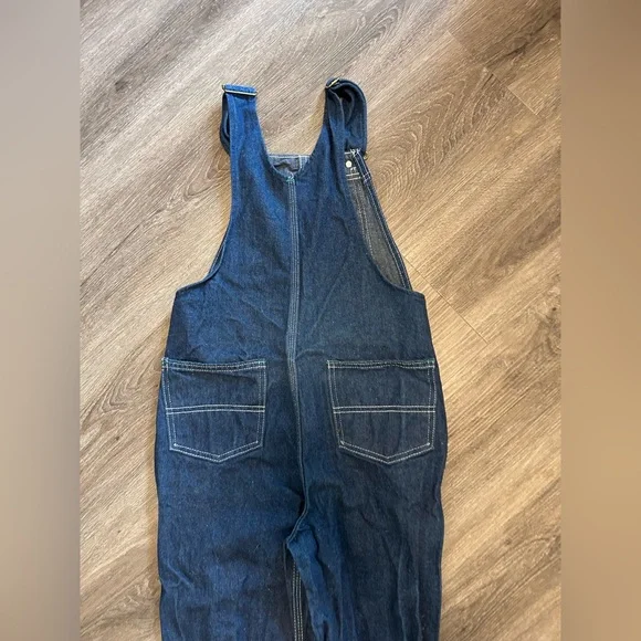 Liberty Bib Overalls Youth 16 Regular Blue Denim Adjustable Straps Green Trim - Picture 14 of 15